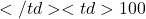 </td> <td>100